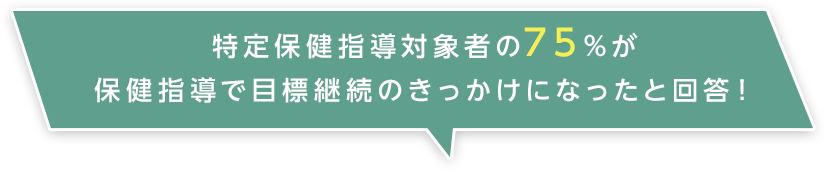 特定保健指導対象者の75％が保健指導で目標継続のきっかけになったと回答！